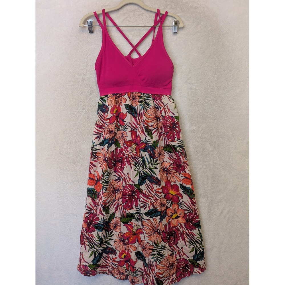 Target Maxi Dress Women's Pink Floral Vacation Tropical V-Neck Strappy